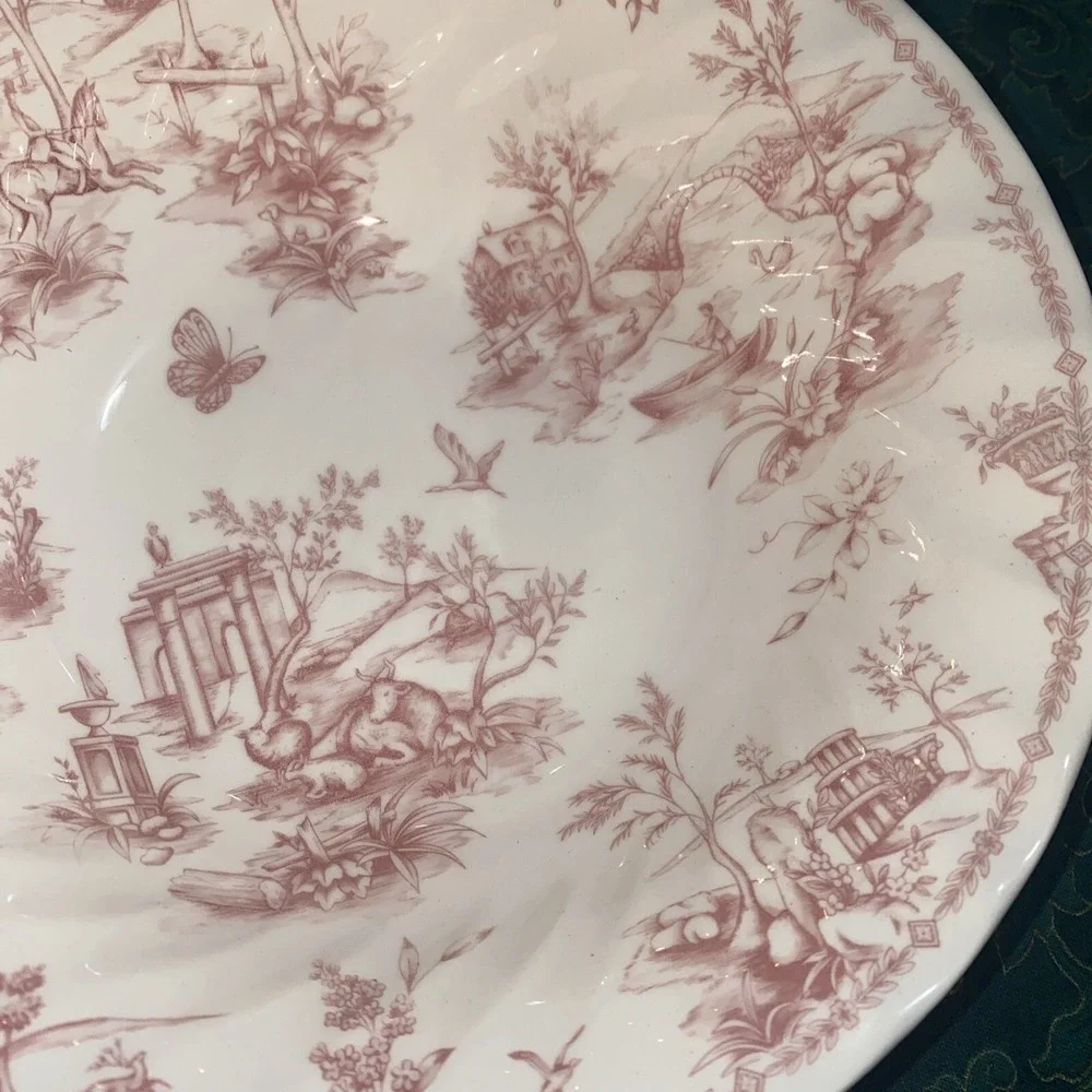 Queens Chelsea Toile Pink‎ Vegetable Serving Bowl 9.4 Inch French Country